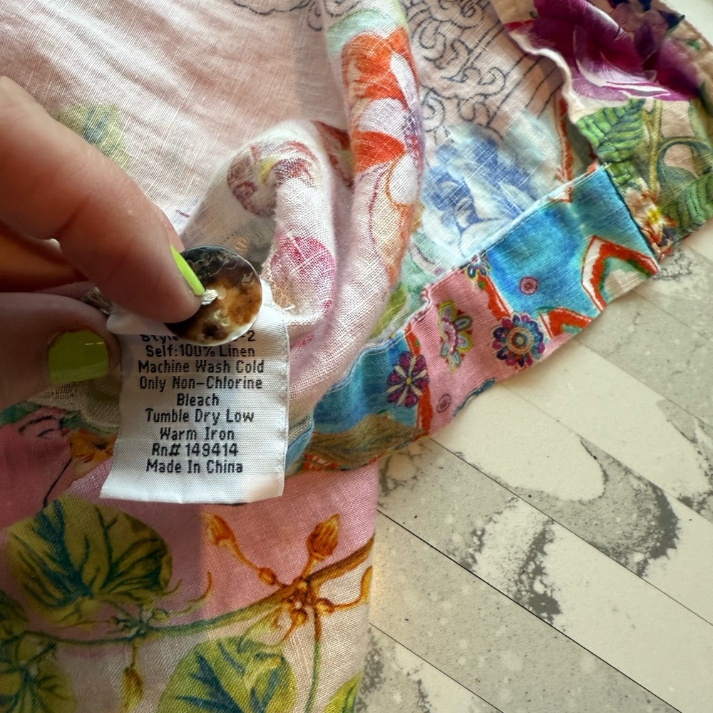 Johnny Was Colorful Floral Shirt - Picture 3 of 5